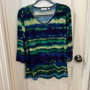 Susan Graver, designer, multi colored T-shirt top